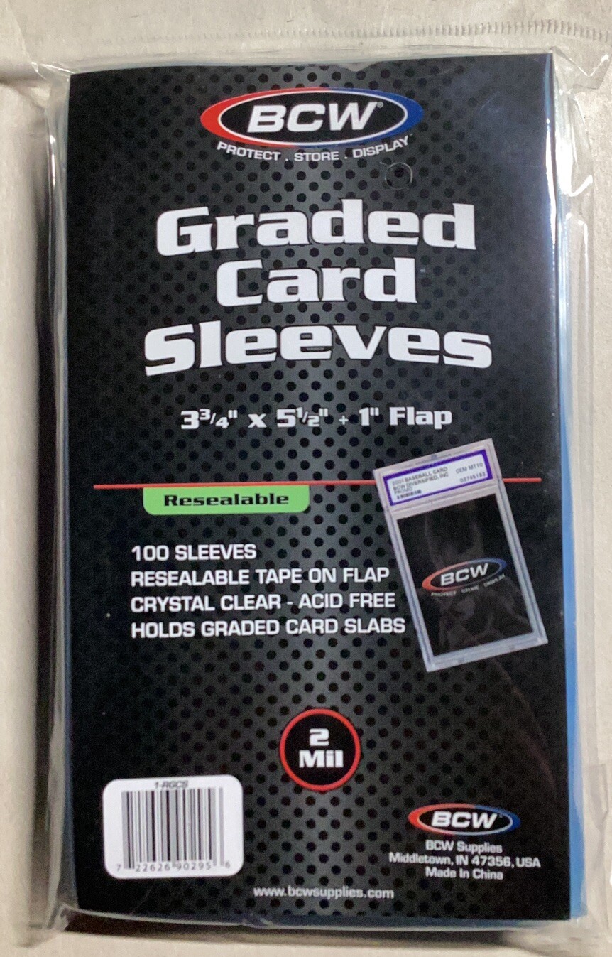 1 Pack 100 BCW Resealable Graded Card Sleeves for Graded cards. New Unopened.