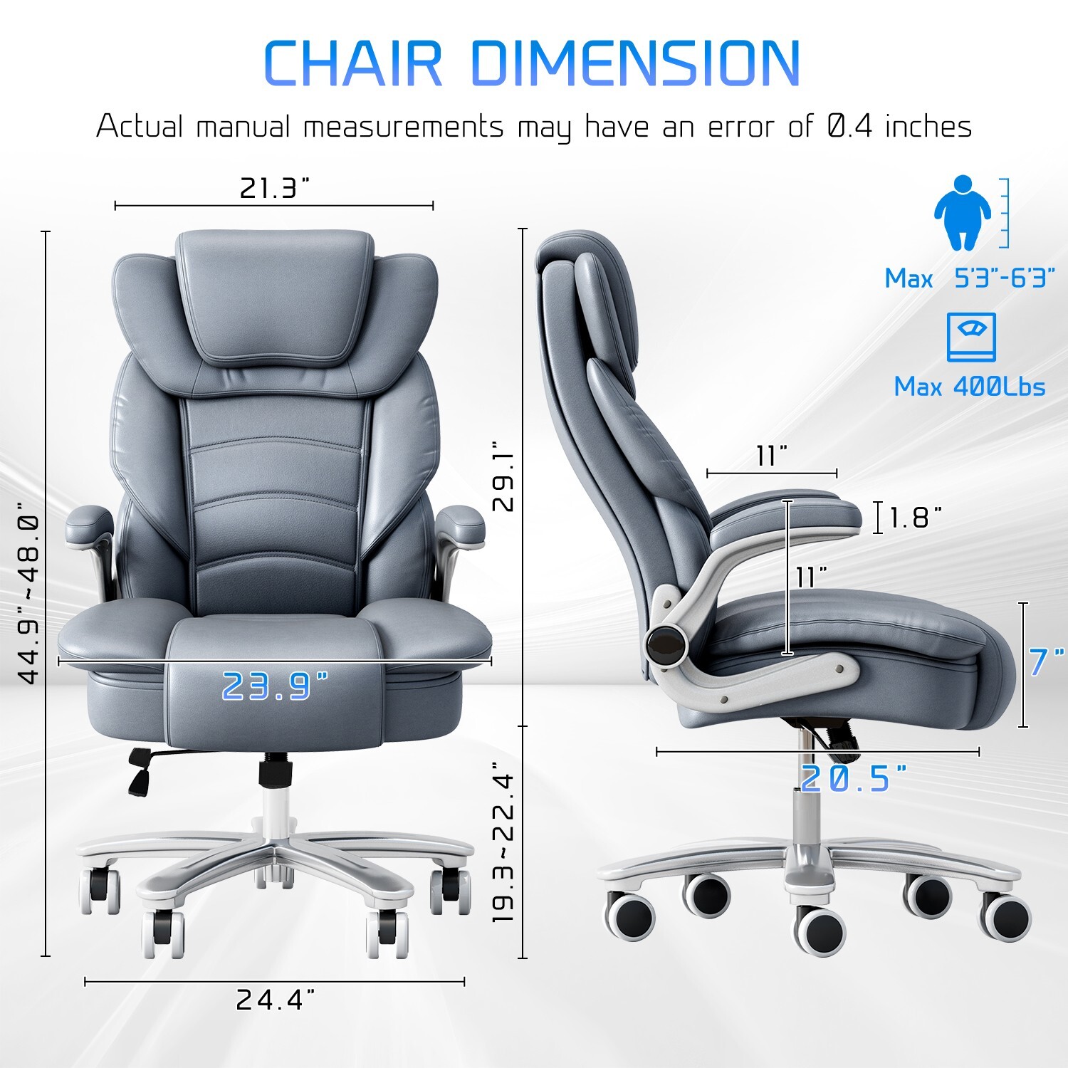 Big Tall Executive Office Chair Ergonomic Leather Computer Desk Chair Heavy Duty