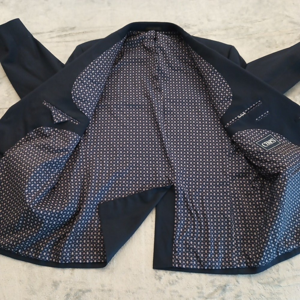 Chaps Blazer Mens 46 Blue Polyester Blend Two Button Single Vent