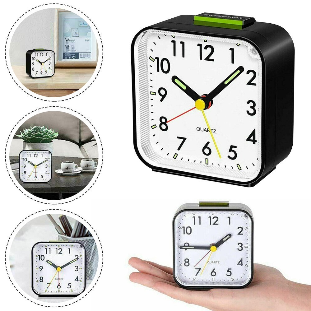New Simple Alarm Clock Small Alarm Clock Square Small Bedside Clock Black