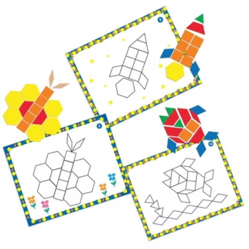 Pattern Block Activity Set: Preschool Math & Counting Kit, Plastic Material