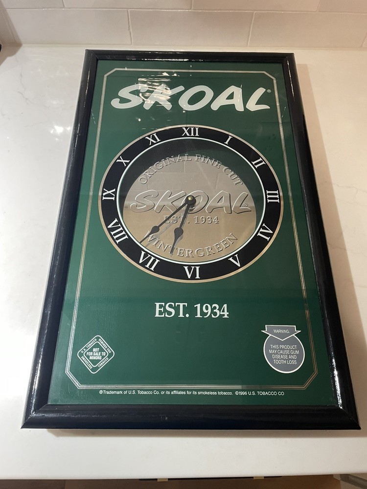Skoal 21.5"x13" Hanging Clock - Clock Needs Replaced