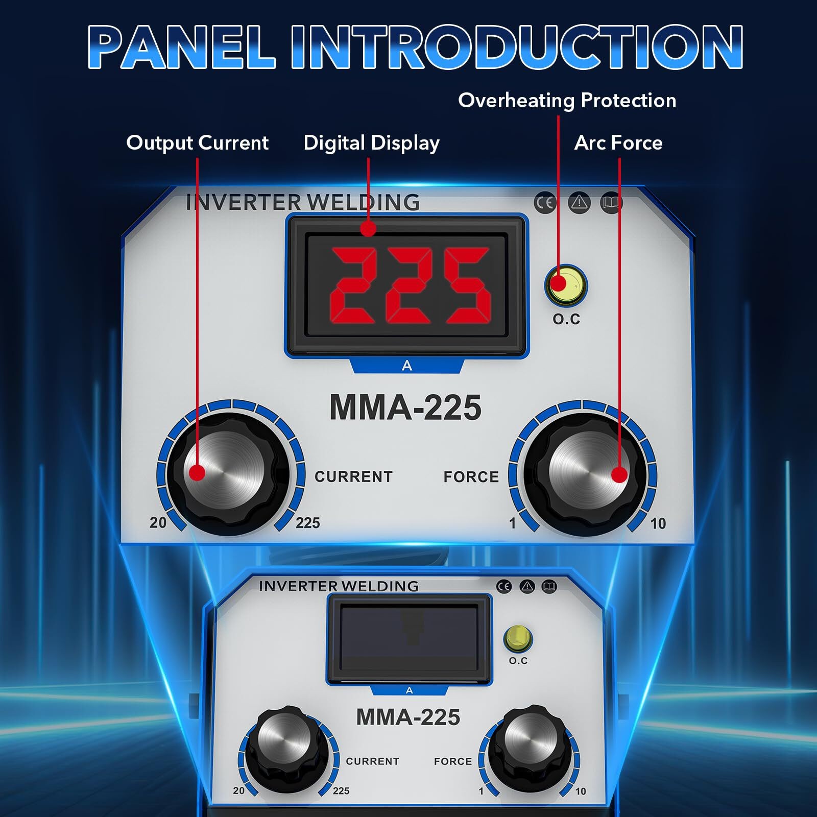 TRQWH 225A Portable Stick Welder, 110V/220V IGBT Inverter Welding Machine