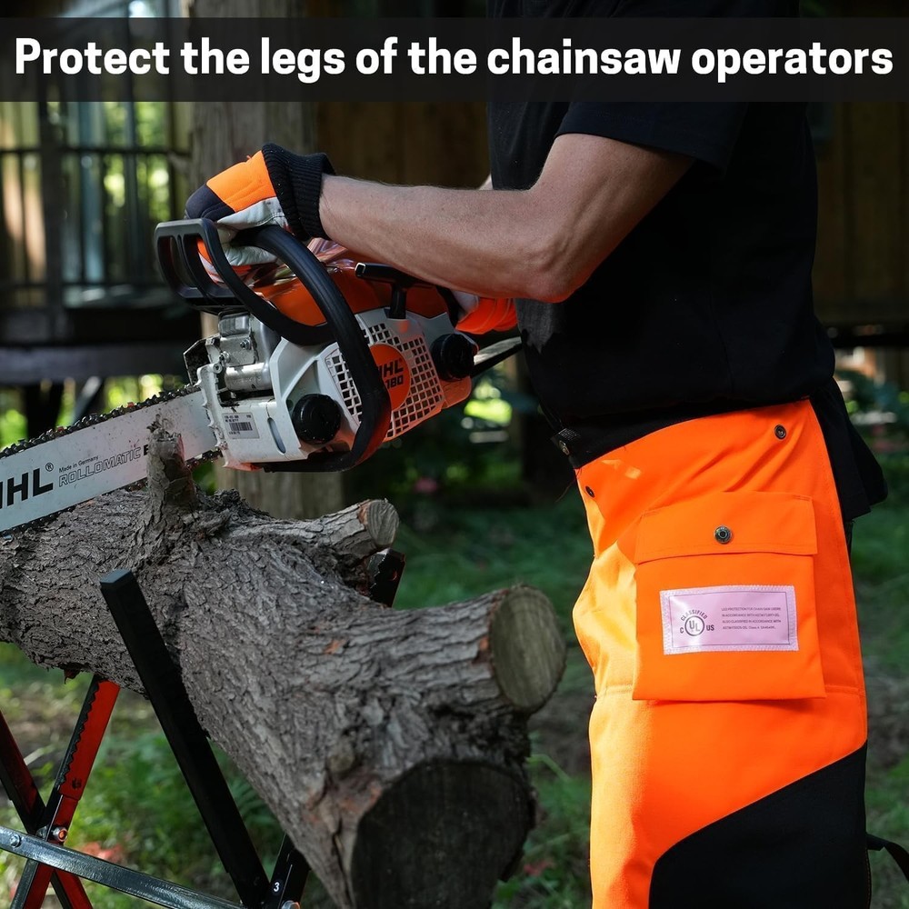 Chainsaw Chaps Apron 8 Layer Wrap Adjustable Protective Chain Saw Pants ZELARMAN