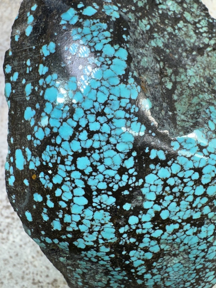Hubei turquoise rough , solid spiderwebs nuggets in blue