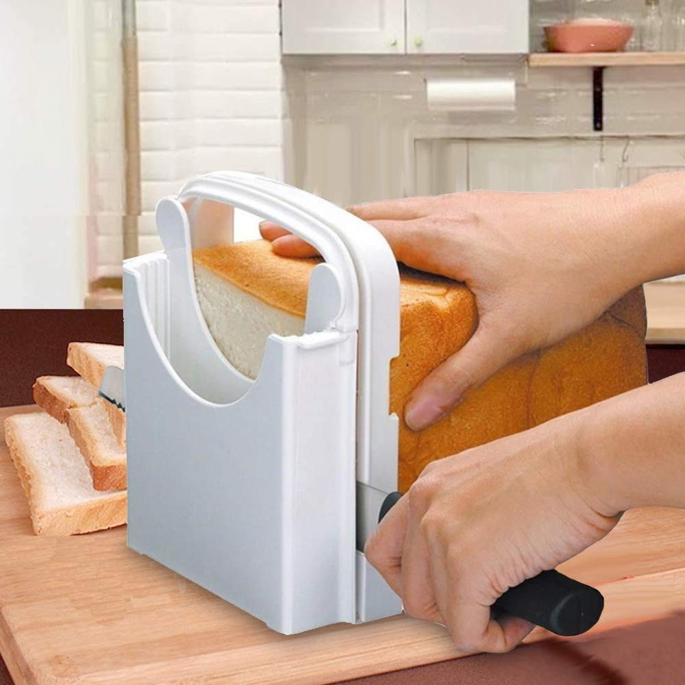 Fastwolf Bread Slicer,Adjustable Toast Slicer Cutting Guide /, White