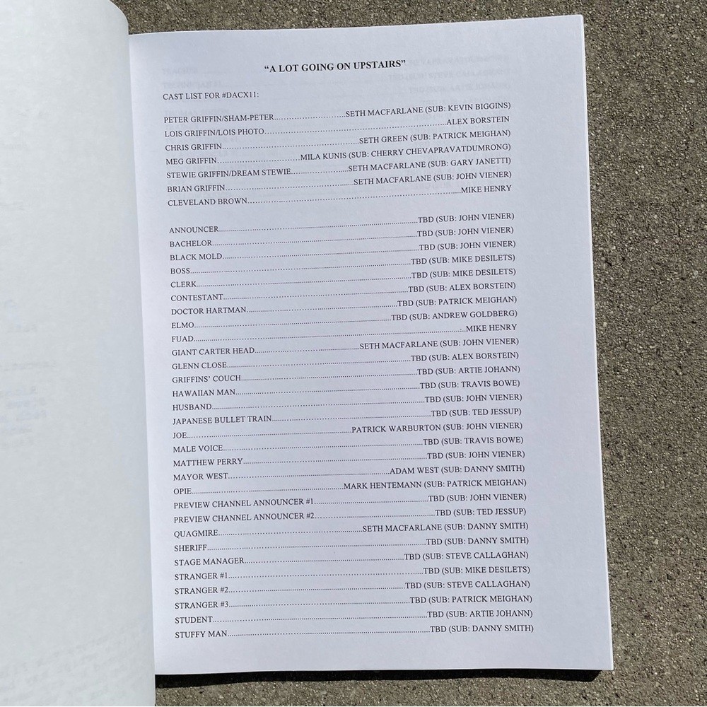 Family Guy John Viener Actor Writer 2014 Production Used Table Draft Script