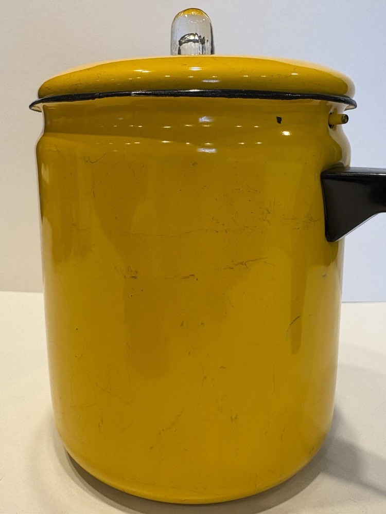 Vintage Yellow Enamelware Percolator Coffee Pot