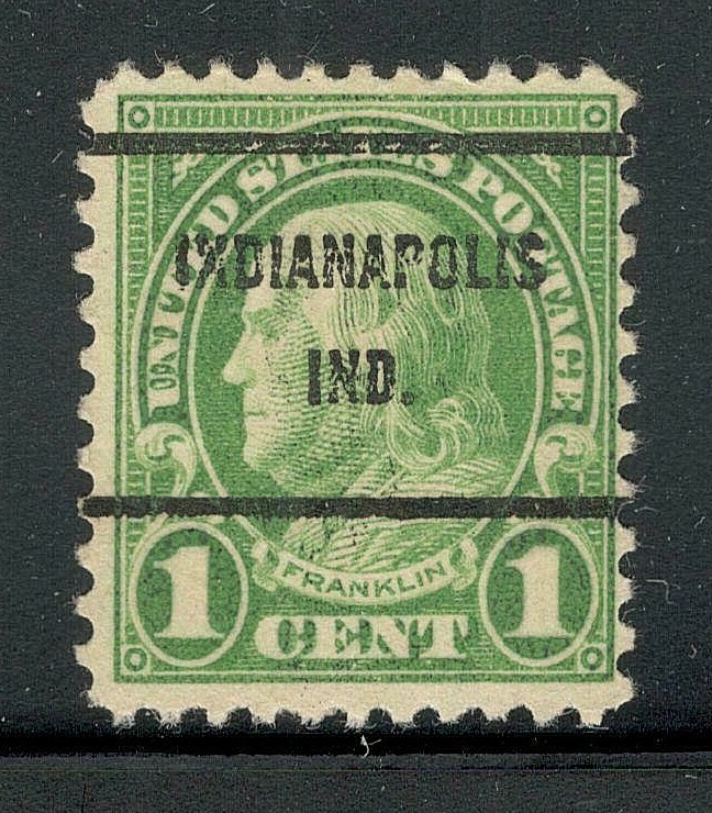 Sc # 632 ~ 1 cent Franklin Issue, Precancel, INDIANAPOLIS IND.