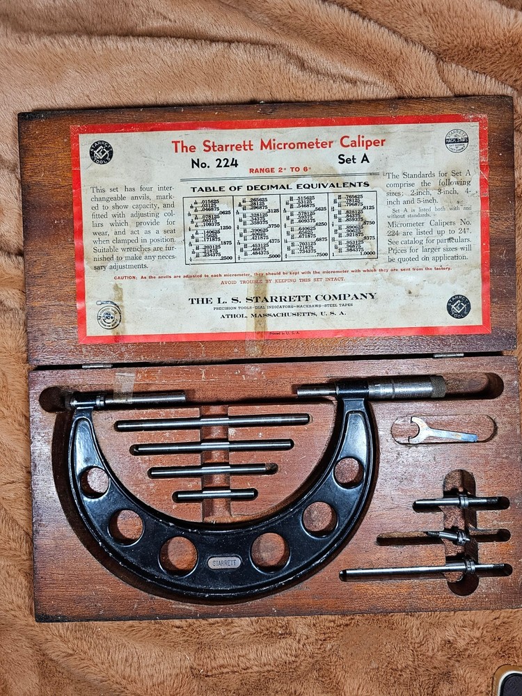 Starrett No. 224 Set A 2" - 6" Micrometer Caliper