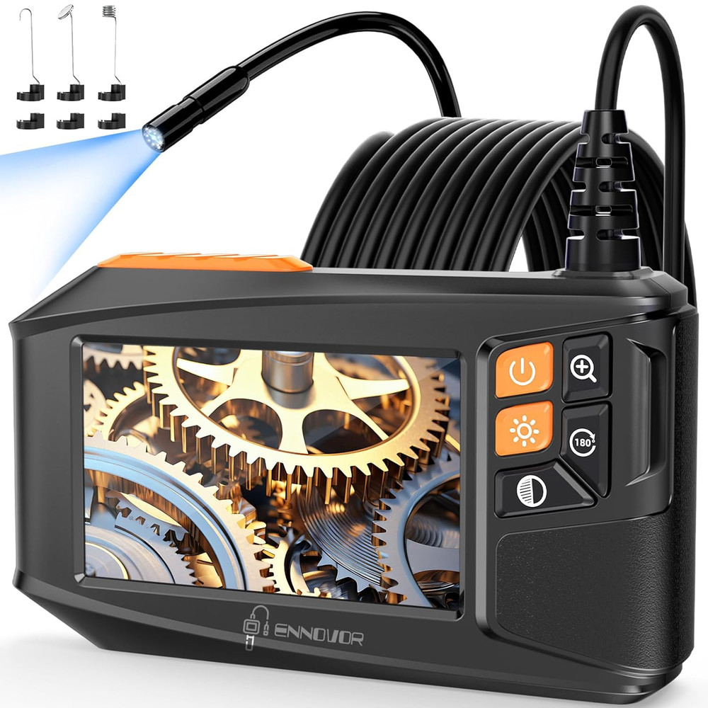 Endoscope Camera with Light, 4.3" HD 1920P Borescope Snake Inspection Camera, IP