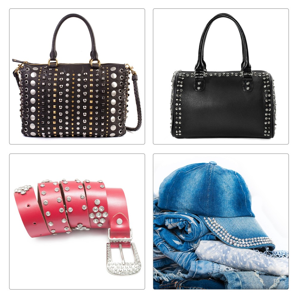 20pcs Crystal Rivets 8mm Rhinestone Rivets Rapid Stud Rivets, Silver&Transparent