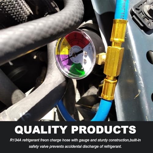 R134A AC Refrigerant Charge Hose Kit, 1/2" Can Opener Recharge Hoses with