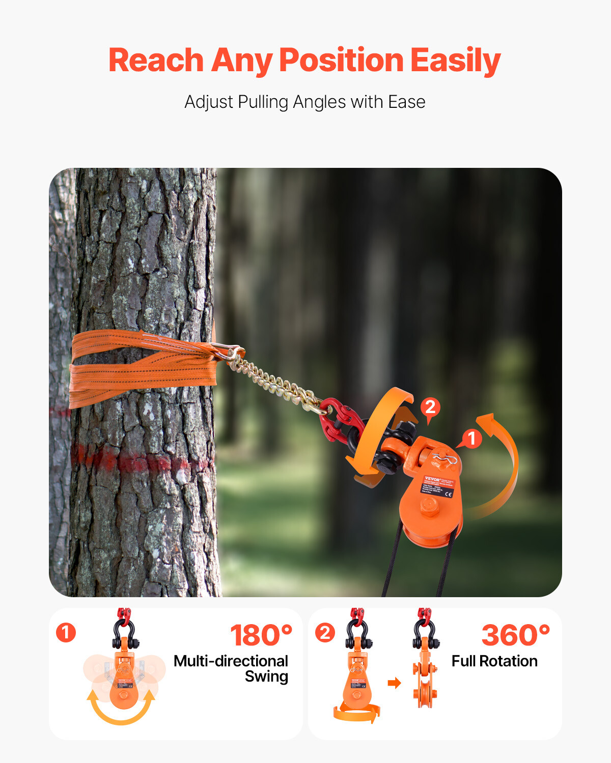 2 Ton 3" Snatch Block with Chain Flatbed Tow Truck Rollback Car Carrier Cable