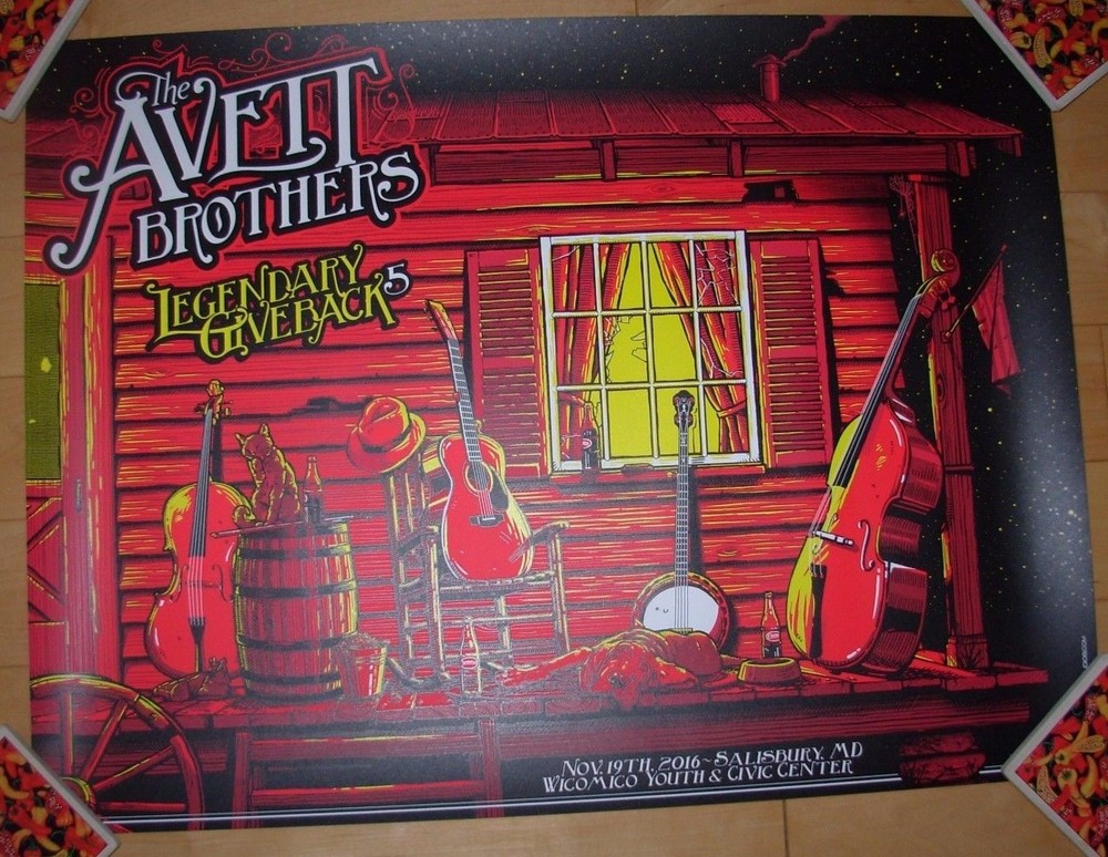 AVETT BROTHERS concert tour poster 11-19-16 SALISBURY 2016 Darin Shock SHOW ED A