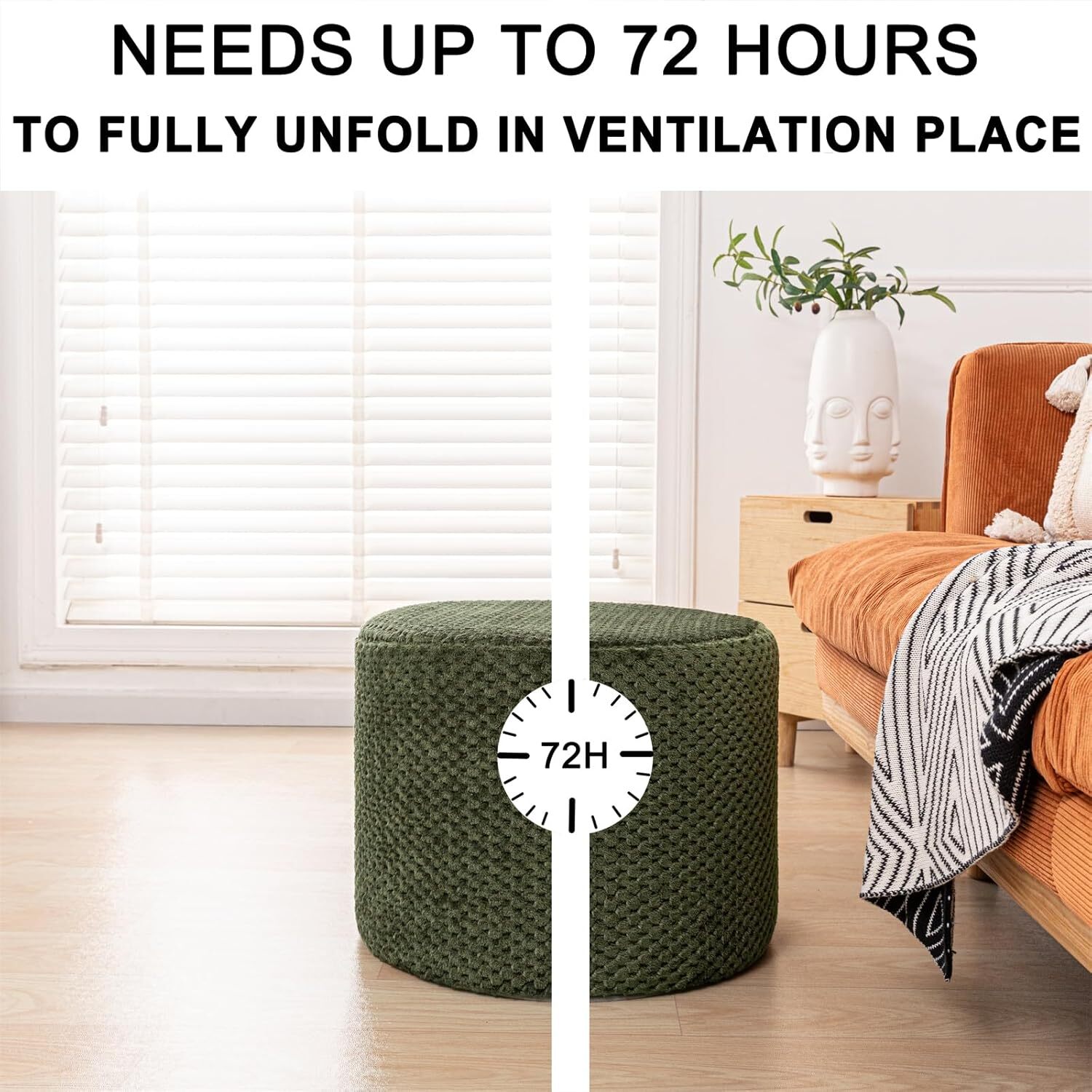 Ottoman Foot Rest Stuffed Round Floor Pouf Cushion Bean Bag Pouf 18X14 20x12 In