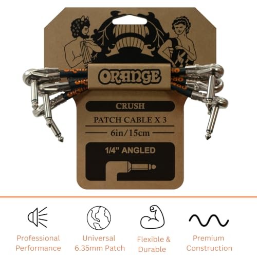 Crush Patch Cable x 3 6in/15cm 1/4" Angled CA038 Guitar Patch Cable