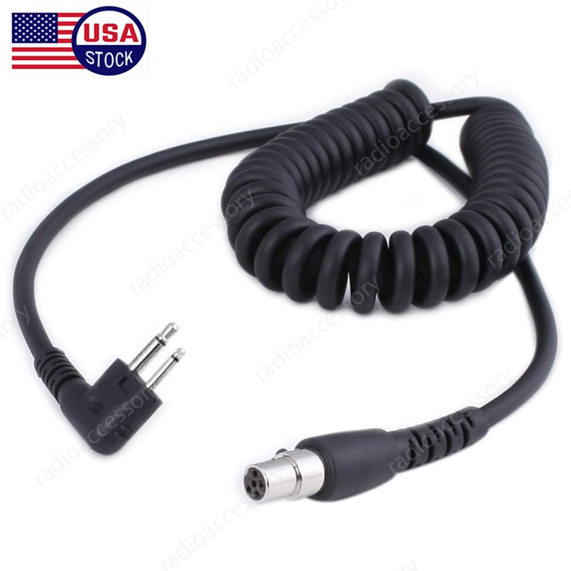 2-Pin to 5-Pin Coil Cord Cable for Motorola/HYT/Black Box/Speedcom Radio Headset