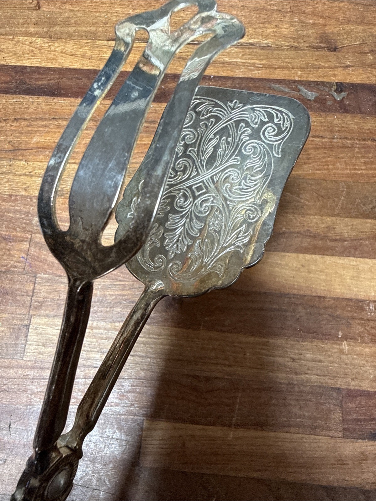 EP Zinc Italy Vintage Silver Plated Pastry / Salad Tongs Scissor Style