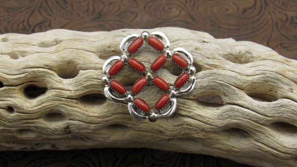 *Coral Sterling Silver Pendant/Pin