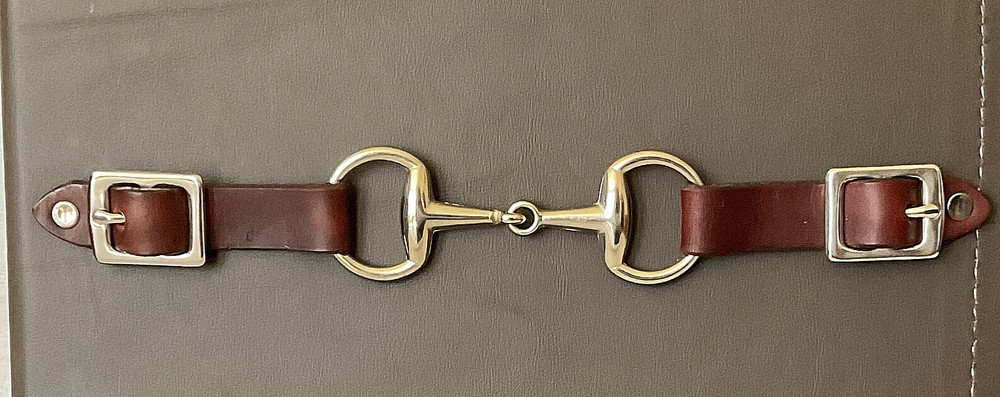 MINI SNAFFLE BIT ON DARK CHOCOLATE BROWN LEATHER 2" 3 RING BINDER SUEDE LINING