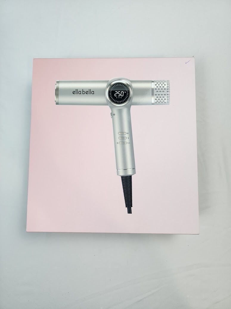 ELLA BELLA® Professional Ionic Hair Blow Dryer with Diffuser Silver - Open Box