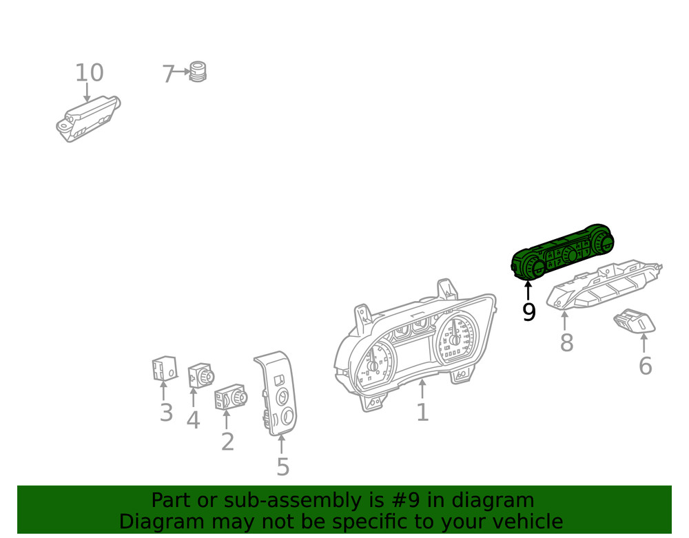 Black Carbon Heating and Air Conditioning Control Panel Assembly (84258729)