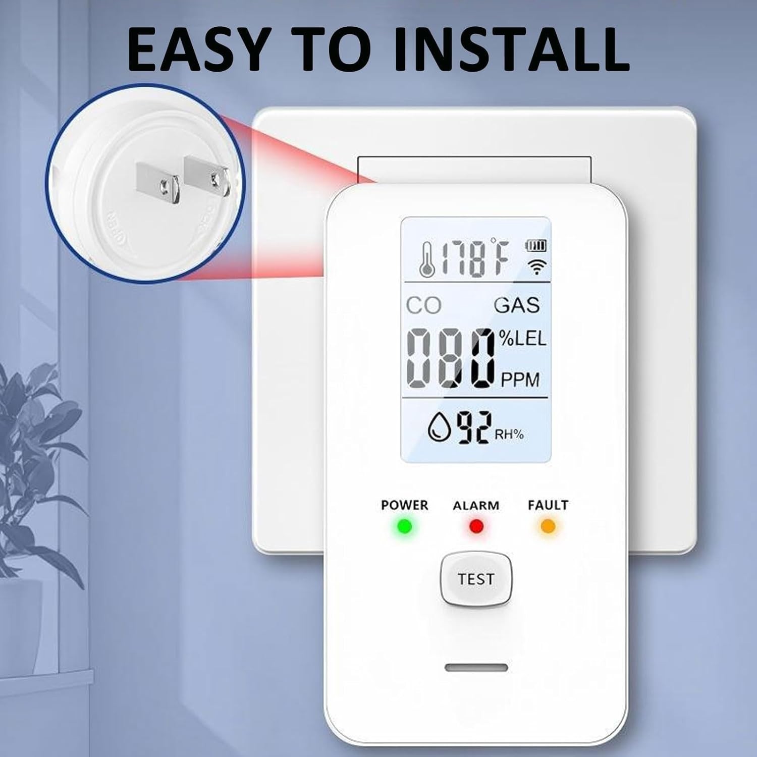 Steadfast haven co detector, 4-in-1 Detector with HD Screen, Home, Apartment