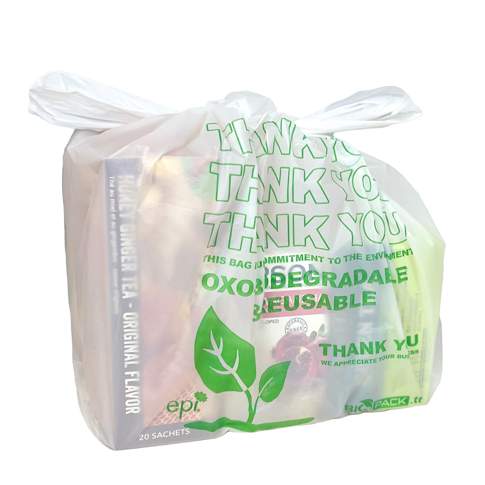PLASTIC T SHIRT THANK YOU BAGS 22x 6.5 x 11.5 BIODEGRADABLE LOWEST PRICE