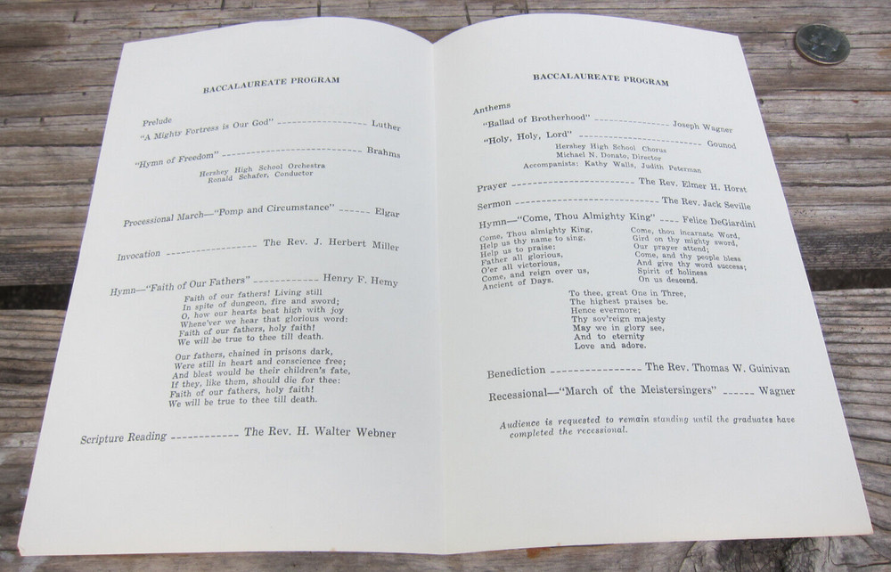 1966 M. S. Hershey Junior & Senior High School Hershey PA Baccalaureate Program