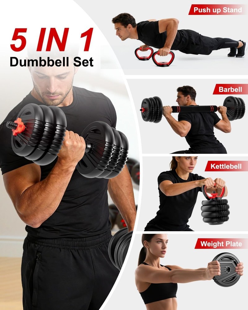 Adjustable Dumbbells Set with Connector, 90lbs