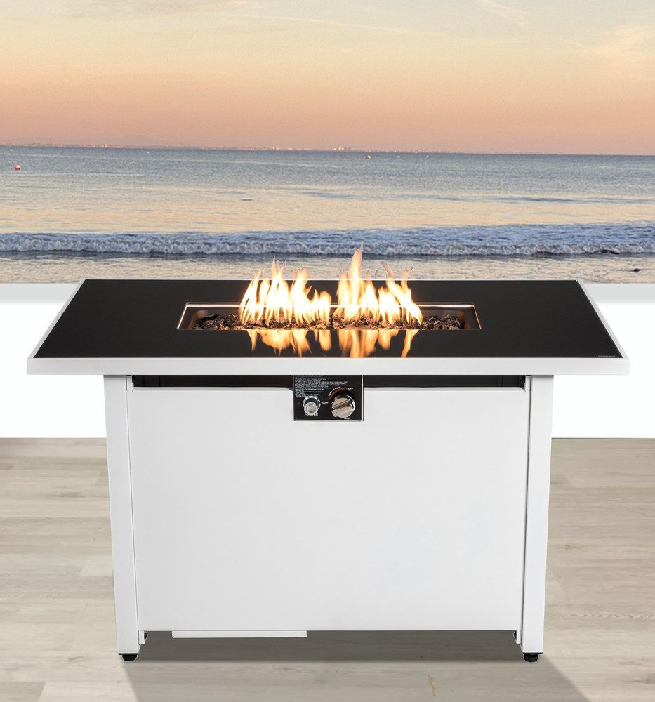 42" Steel Outdoor Fire Pit Table with Lid - 25" Height, Rectangular Design