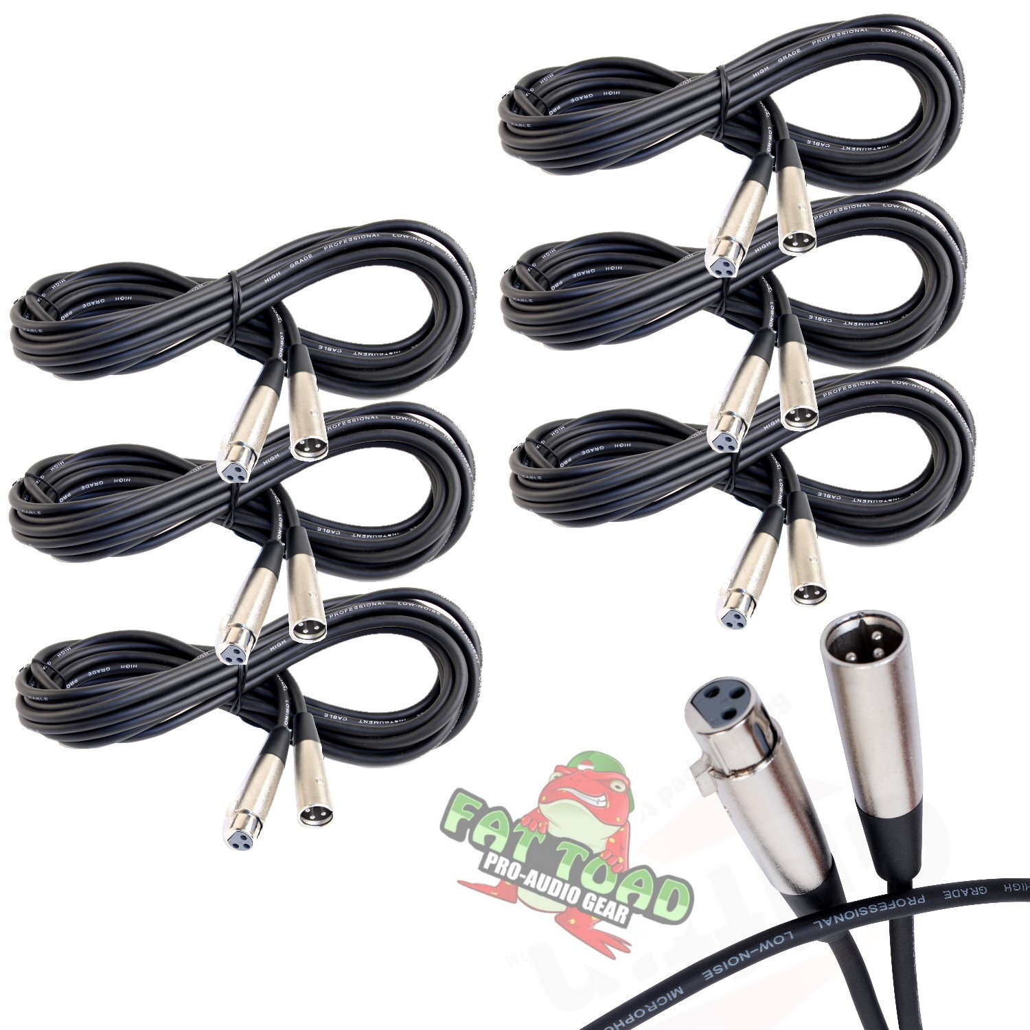 XLR Microphone Cables 6 PACK - 20Ft Wire Mic Cord Studio Patch Mixer Pro Audio