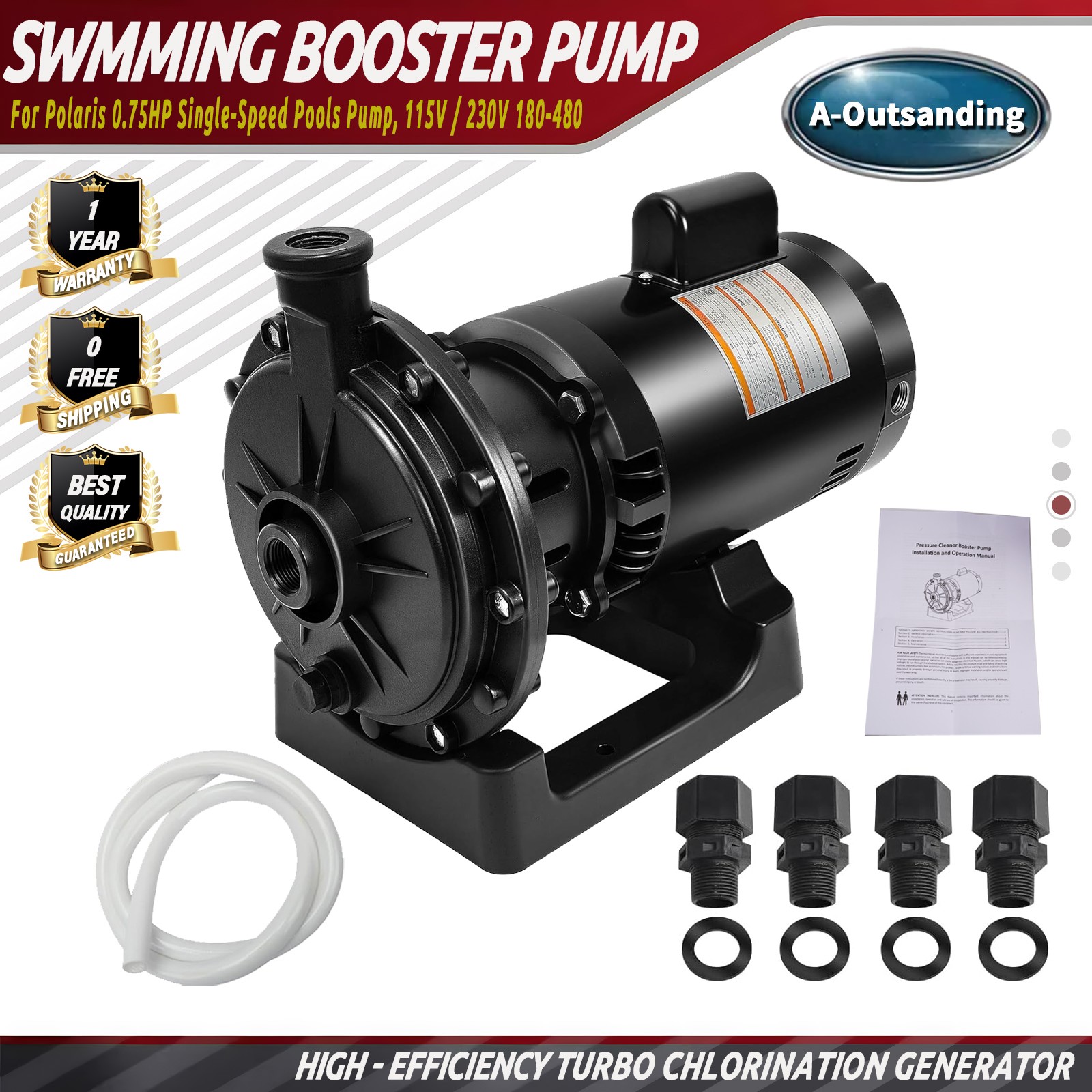 Booster Pool Pump 3/4 hp for Polaris Pressure Side Pool Cleaners PB4-60