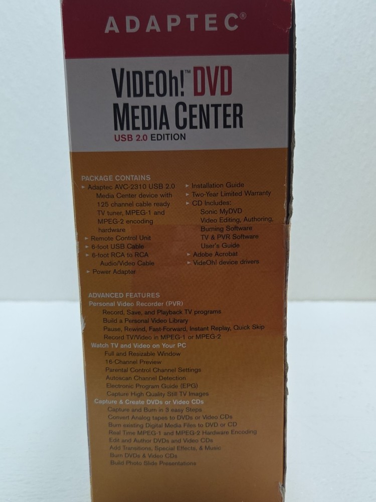 Adaptec AVC-2310 Video Capture Device Complete Bundle w/ Original Box