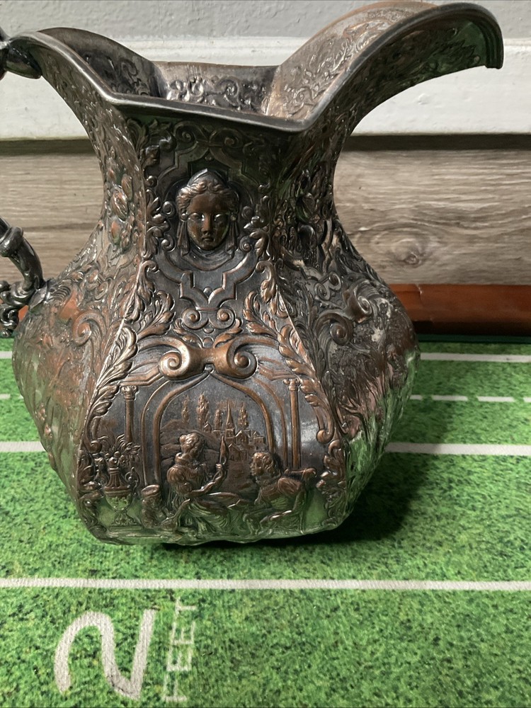 SILVERPLATE on Copper PITCHER Dutch Colonial