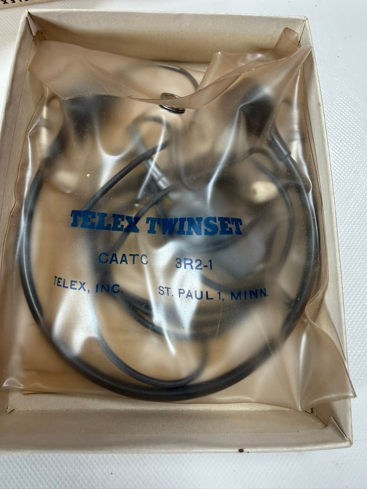 Telex Twinset 3R2-1 Vintage Aviation Pilot Headset Headphones Original Box