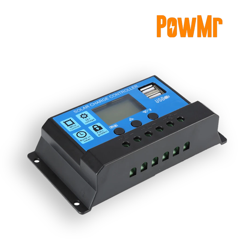 30A Solar Panel Battery Charge Controller 12V/24V LCD Regulator Auto Dual USB US