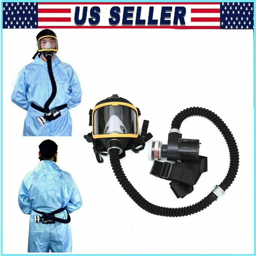 Full Face Gas Mask Flow Respirator Electric Supplied Air Fed Flow System Device