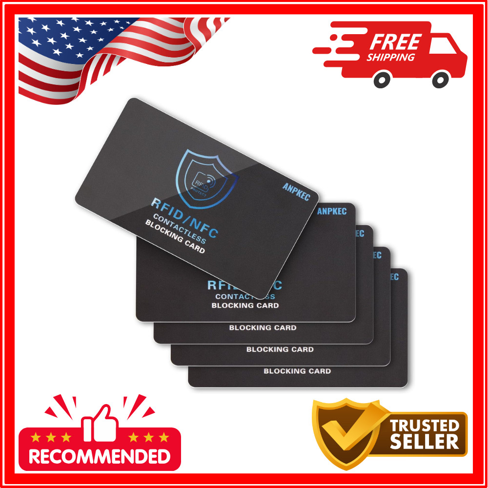 RFID Blocking Card – NFC Contactless Credit Debit Card Protector (5 Pack)