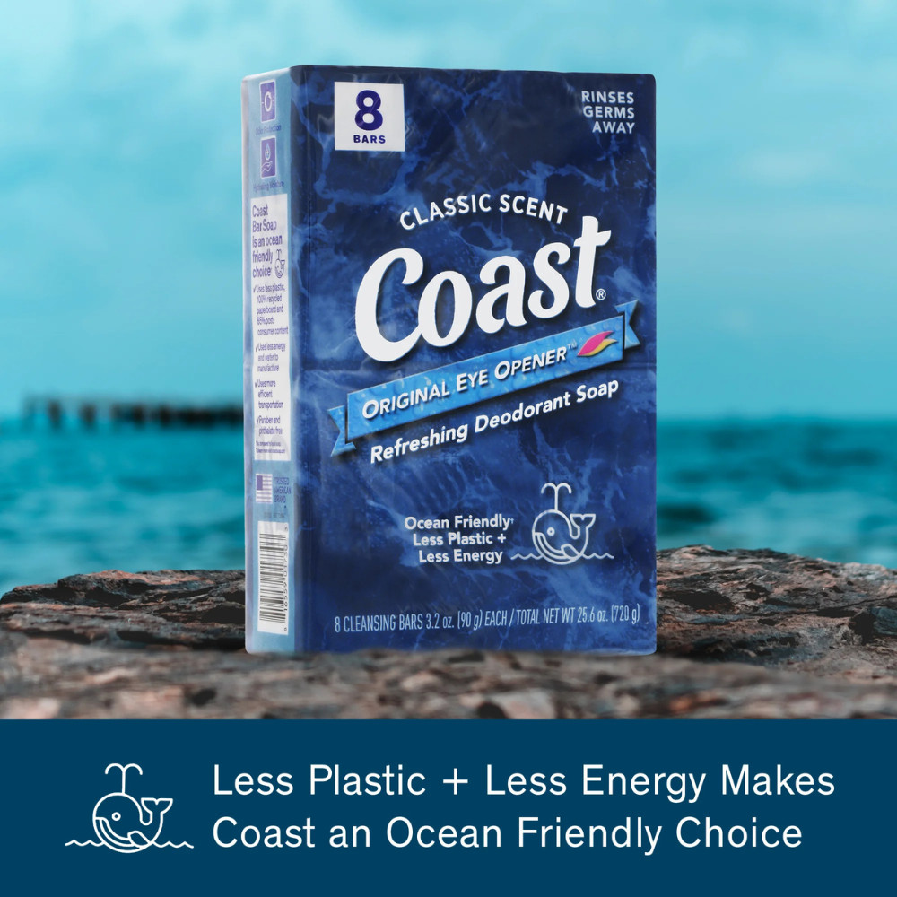 16 Bars Coast Refreshing Deodorant Bar Soap Classic Scent All Skin Types, 3.2 oz