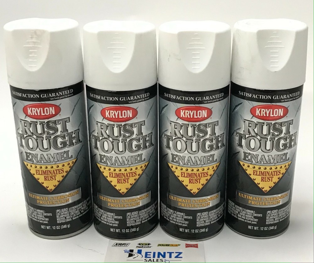 KRYLON 9219-4 PACK FLAT WHITE Rust Tough Protective Enamel - 40% Stronger - 12oz