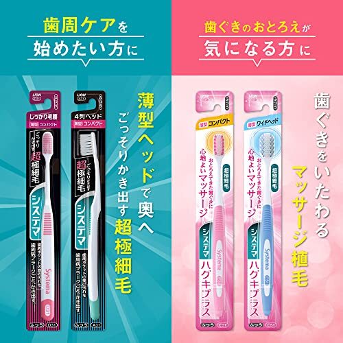 LION Systema Toothbrush Super Compact 4 Row Regular Set 6 + ex Toothpaste F/S