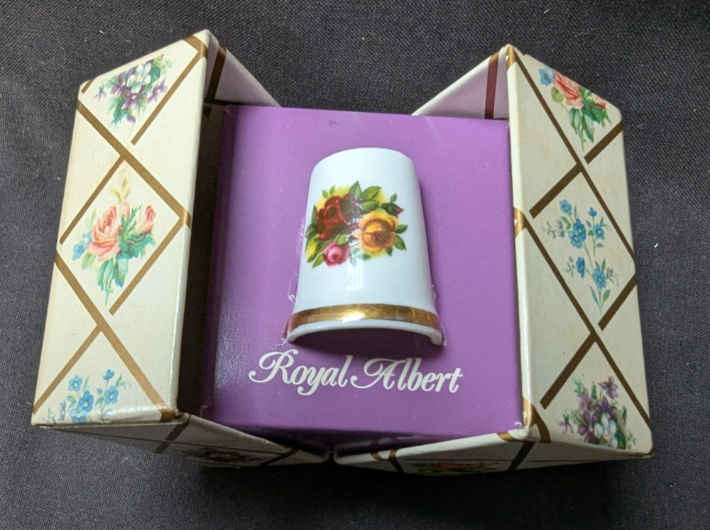 3 Royal Albert Rose Thimbles - Original Boxes