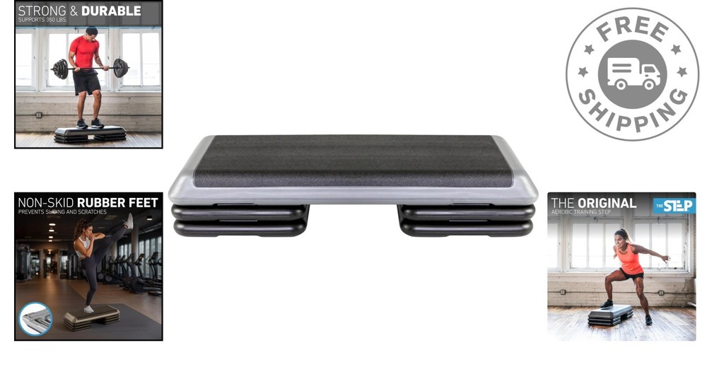 The STEP Aerobic Platform with 4 Adjustable Risers for Home Workouts