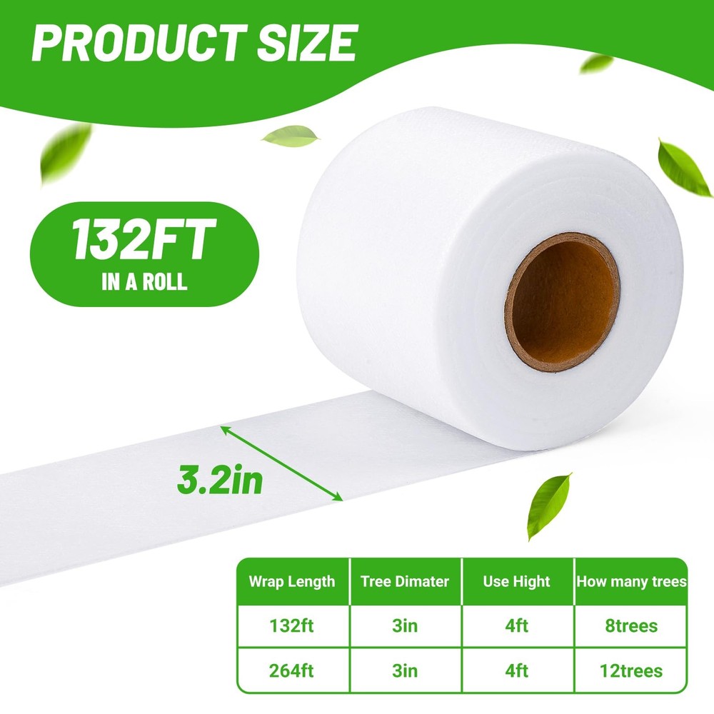 Tree Trunk Protector Wrap 132 Ft Breathable Winter Bark Guard Deer Protection