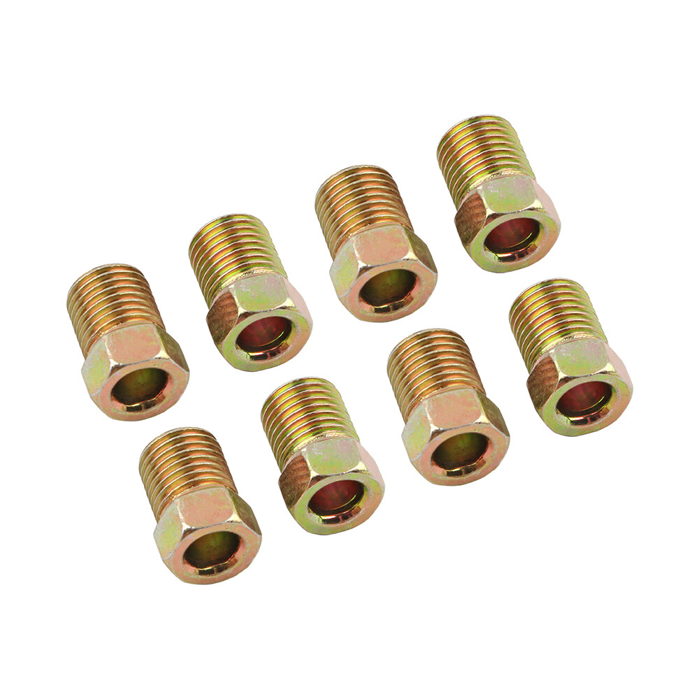 12x Straight Brass Brake Line Inverted Compression Fitting Unions For 3/16" Tube