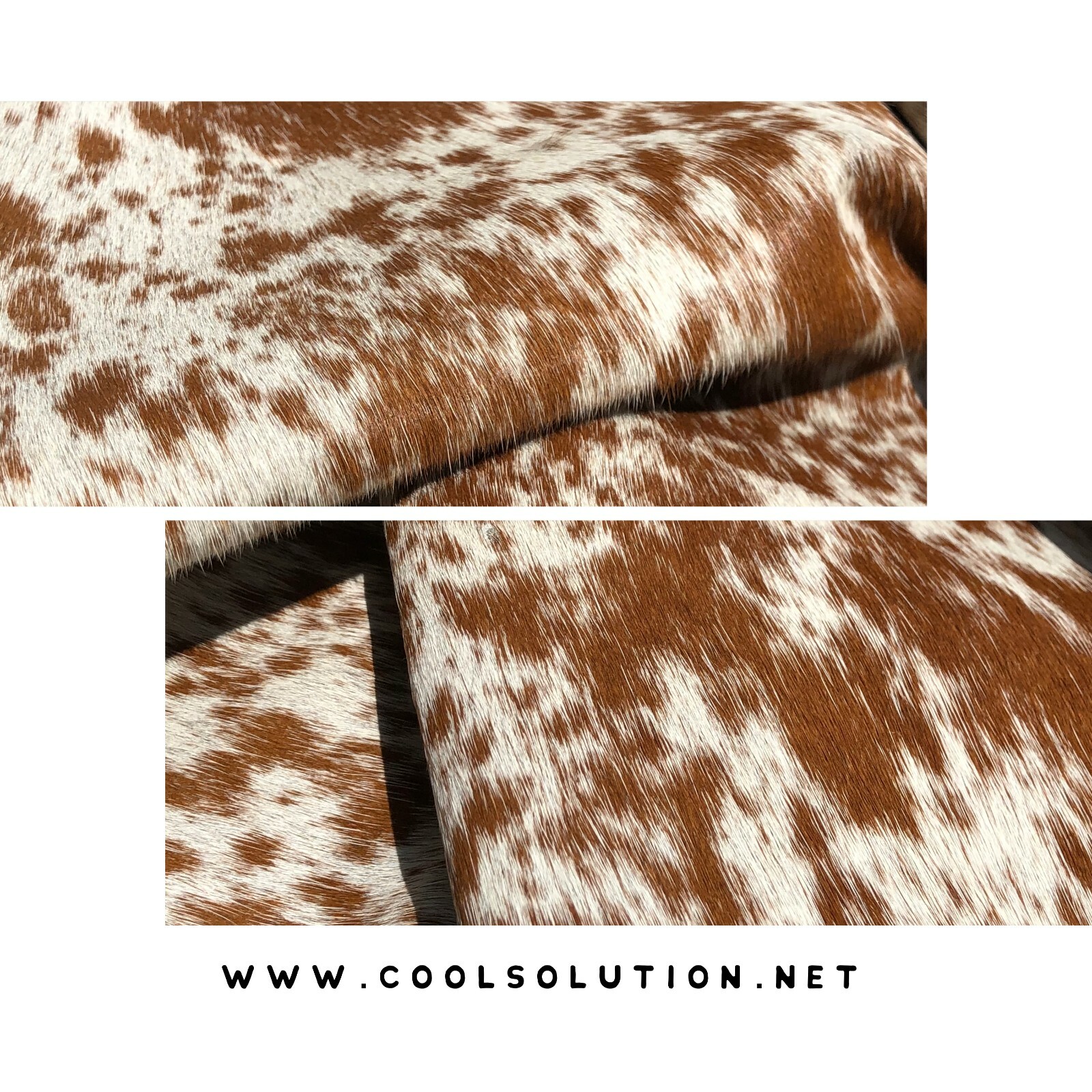 Cowhide Leather Sheets, Brown Salt and Pepper, Hair on Hide , Cut to size