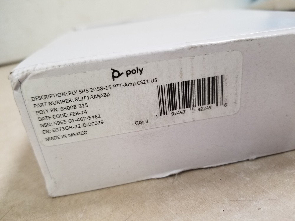 POLY 5965-01-467-5462 ELECTRICAL HEADSET 69008-315