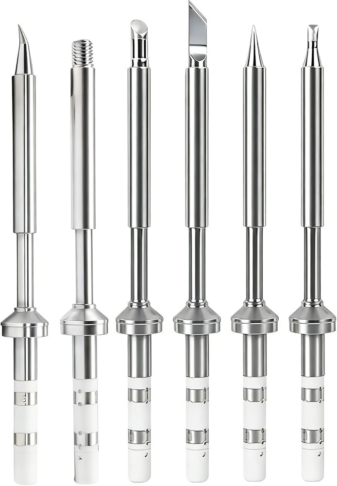 6PCS TS100 Soldering Tips Kit with Threaded Insert Adapter, Compatible with TS10